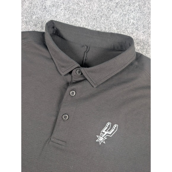 San Antonio Spurs Lululemon Evolution Polo Shirt Mens Small Black NBA - Picture 1 of 7